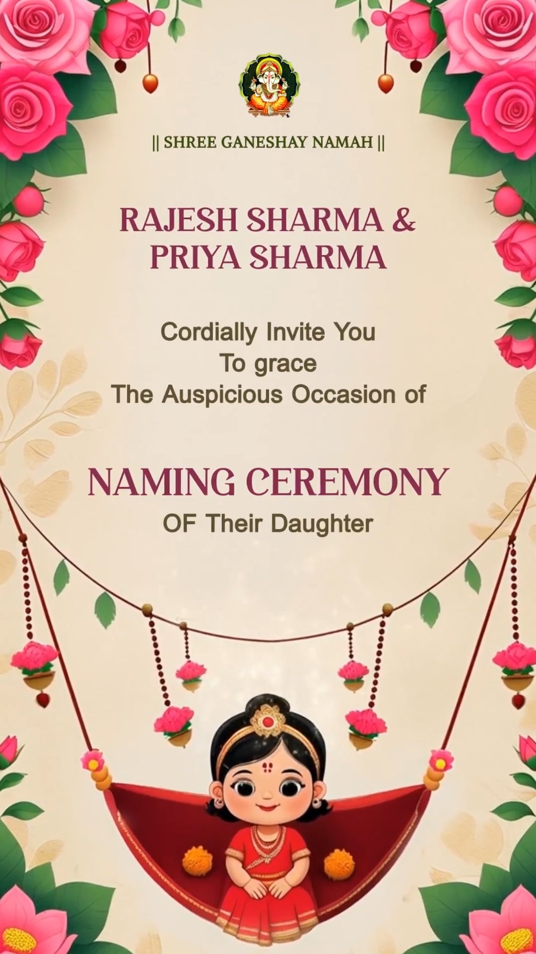 Naming Ceremony Invitation Video | It’s a Girl Baby Naming | IN-0461