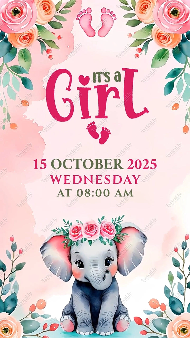 Birth Announcement For Baby Girl Invitation Video | IN-0451