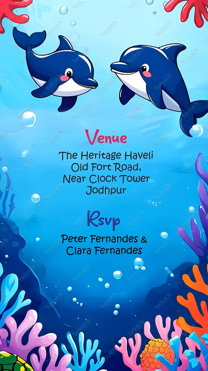 Dolphin Underwater Birthday Invitation Video | IN-0450