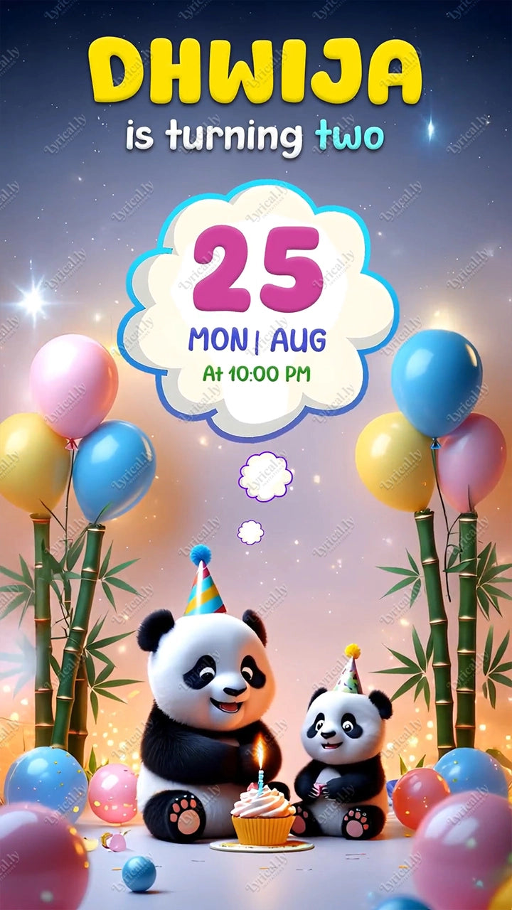 Panda Birthday Party Invitation Video | IN-0447