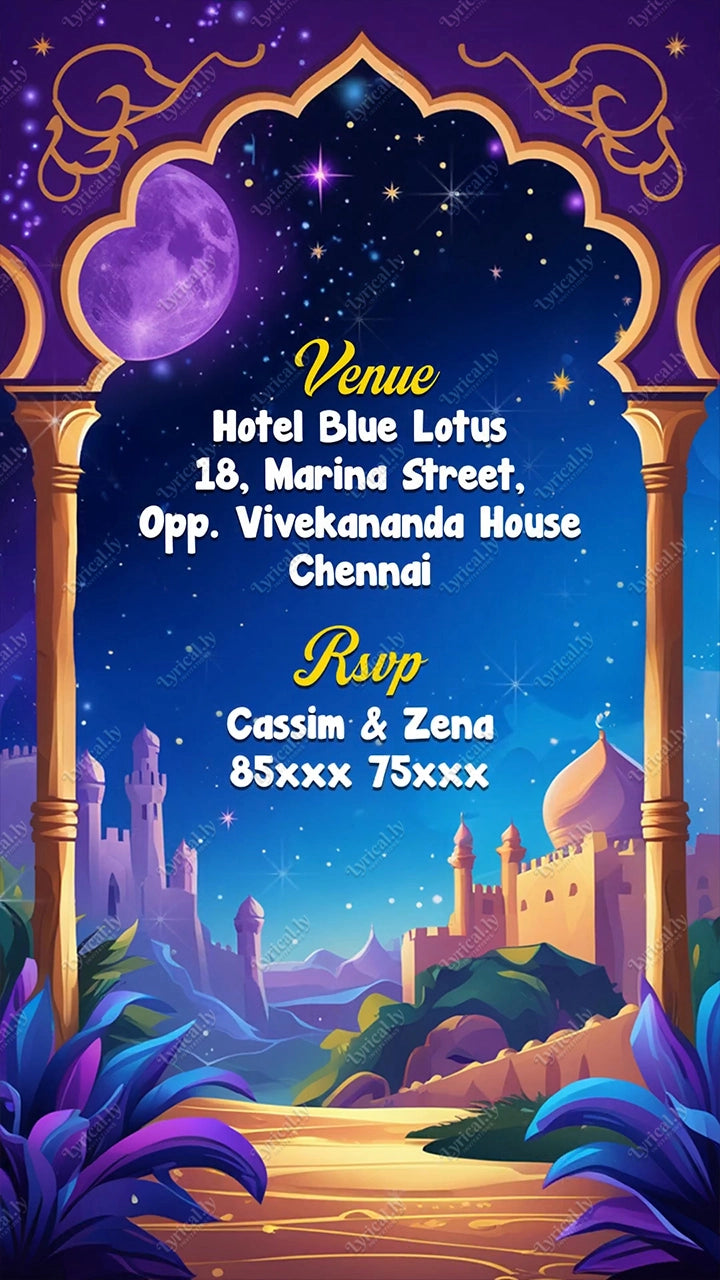 Aladdin Birthday Invitation Video With Photo | IN-0448