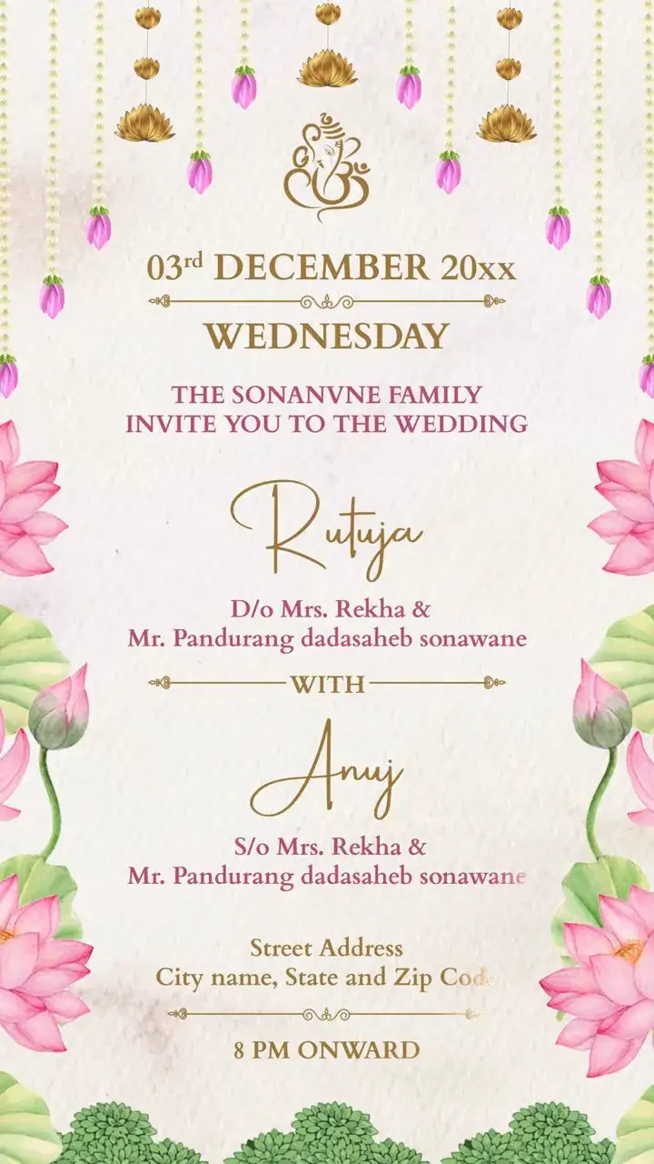 Wedding Ceremony Invitation Of Maharashtrian Family | IN-0042