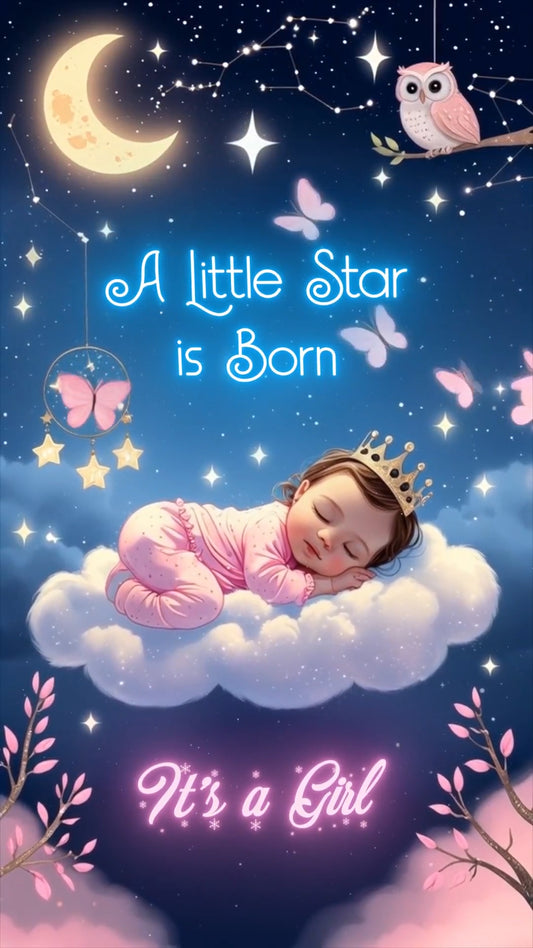 Birth Announcement For Baby Girl  Invitation Video | IN-0453