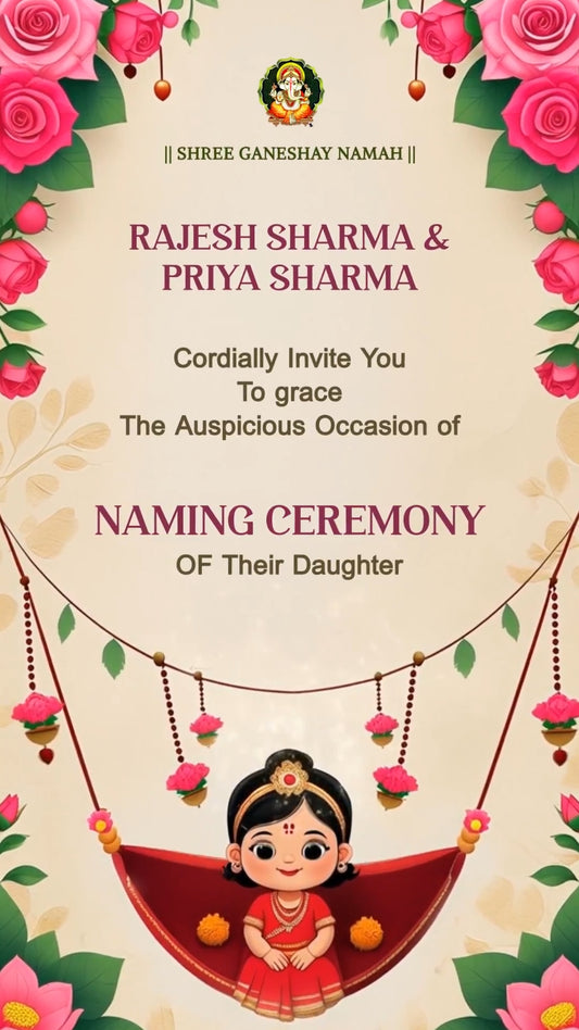 Naming Ceremony Invitation Video |  It’s a Girl Baby Naming | IN-0461