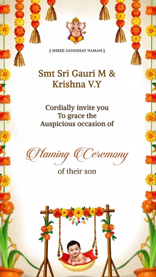 Naming Ceremony Invitation Video | Baby Boy Naming Ceremony  with Photo | IN-0460