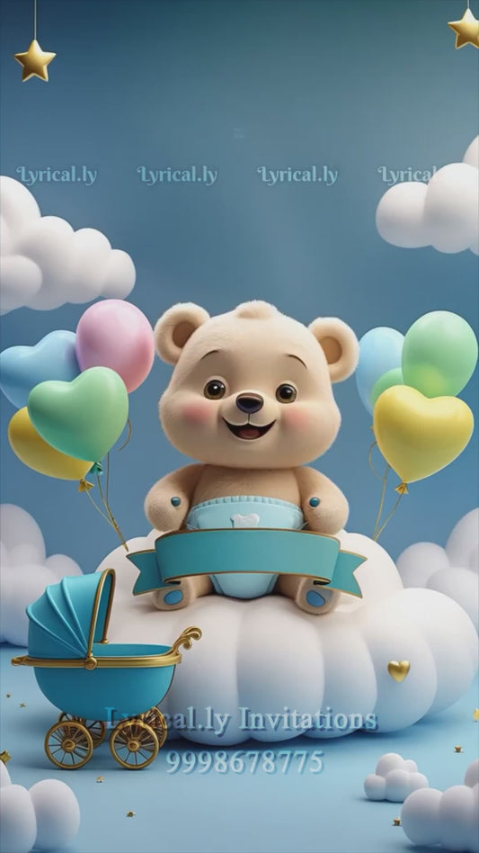 Birth Announcement For Baby Boy Invitation Video | IN-0452