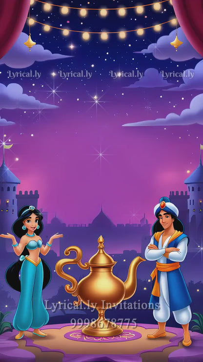 Aladdin Birthday Invitation Video With Photo | IN-0448