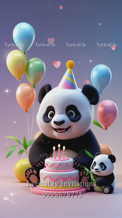 Panda Birthday Party Invitation Video | IN-0447