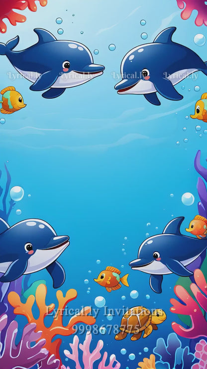 Dolphin Underwater Birthday Invitation Video | IN-0450
