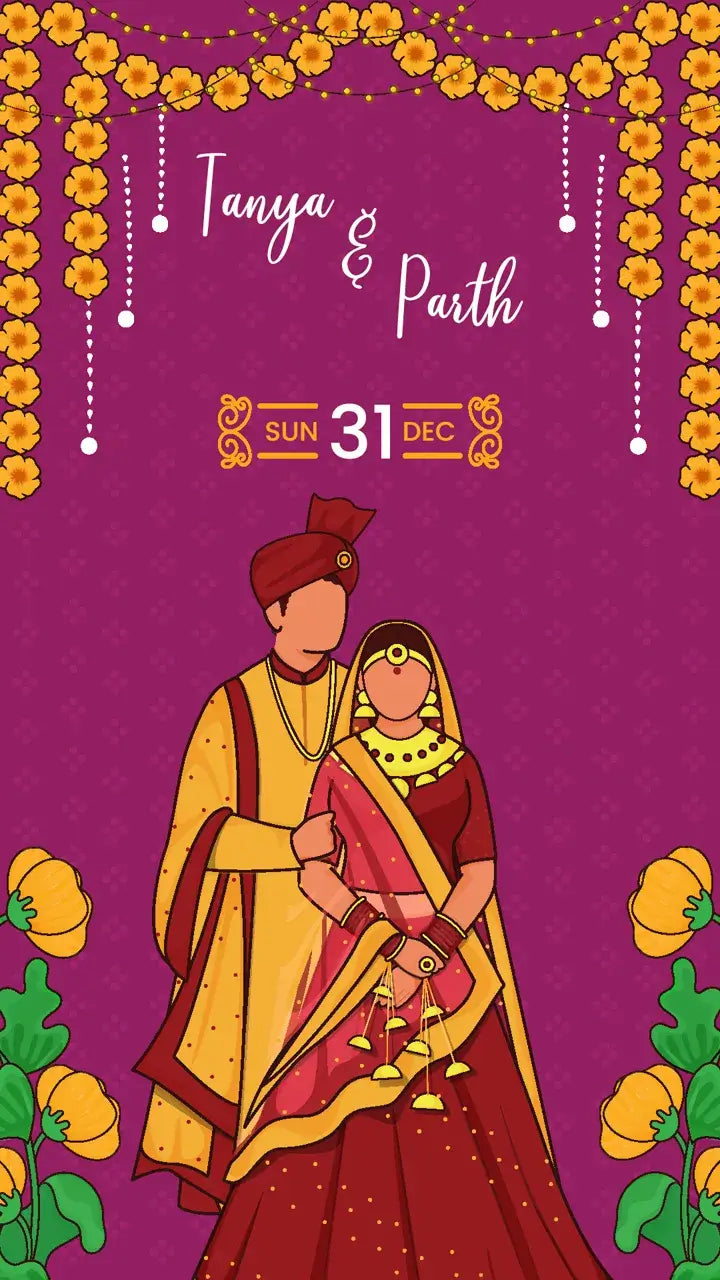 Indian Wedding Invitation Card Bride And Groom | IN-0212