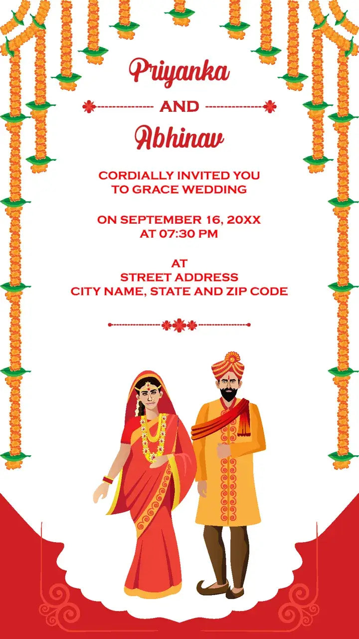 Indian Hindu Wedding Invitation Card | IN-0225