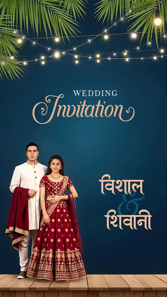 Couple Caricature Invitation Card for Wedding Ceremony  | IN-0279