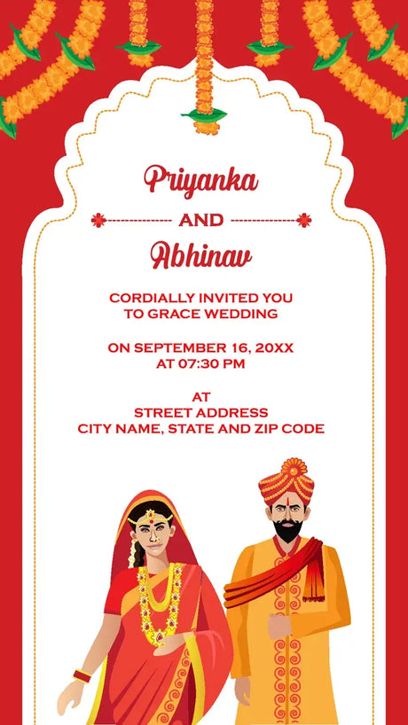 Indian Hindu Wedding Invitation Card | IN-0224