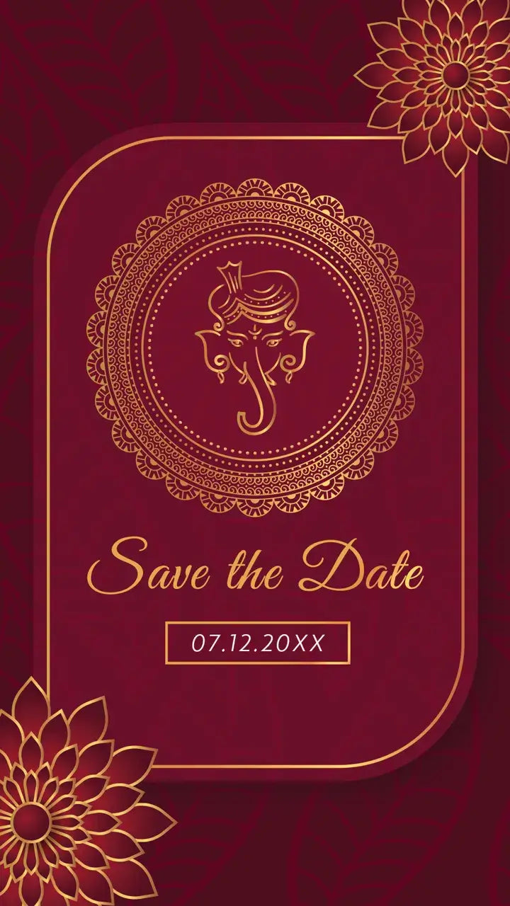 Elegant Indian Wedding Save The Date Card | IN-0240