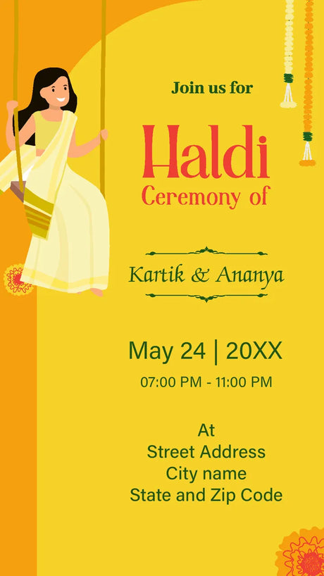 Indian Wedding Haldi Invitation Card | IN-0232