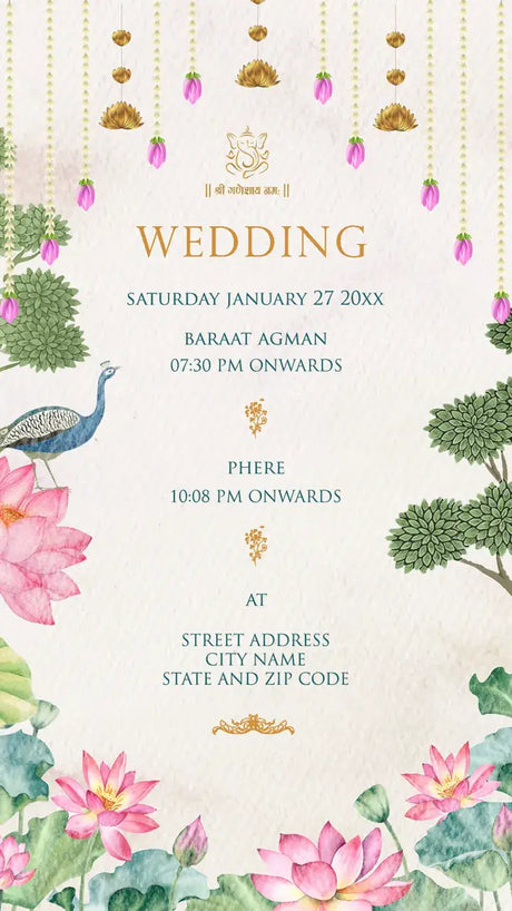 Wedding Ceremony Invitation Card Of Hindu Gujarati Family | IN-0219