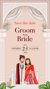 Indian Wedding Save The Date Card With Caricature| IN-0243