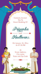 Wedding Ceremony Invitation Card Of Hindu South Indian Family In English | IN-0220