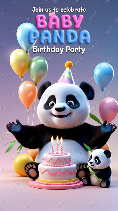 Panda Birthday Party Invitation Video | IN-0447