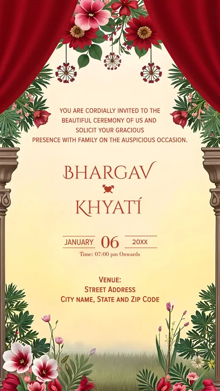 Couple Caricature Invitation Card for Save The Date Wedding Ceremony | IN-0280