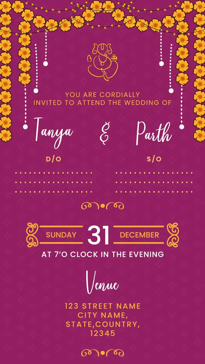 Indian Wedding Invitation Card Bride And Groom | IN-0212