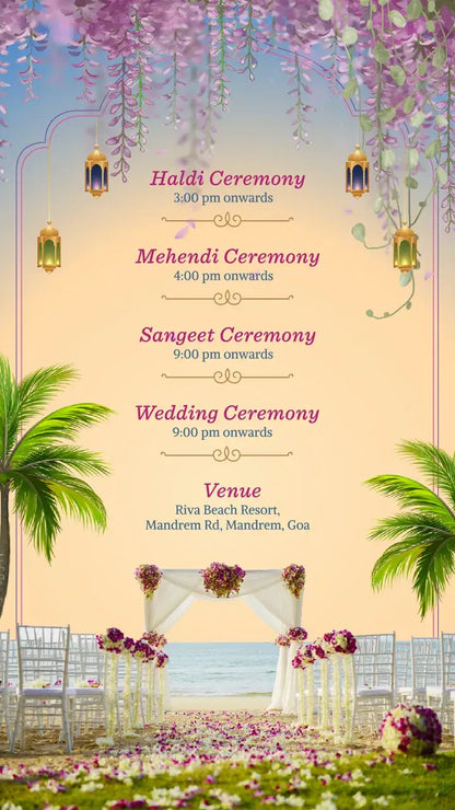 Beach Theme Indian Wedding Invitation Card | IN-0210
