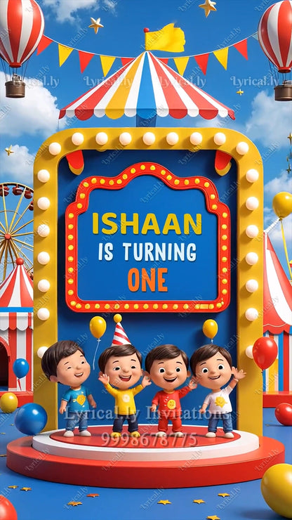 Carnival Birthday Party Invitation Video  | IN-0439