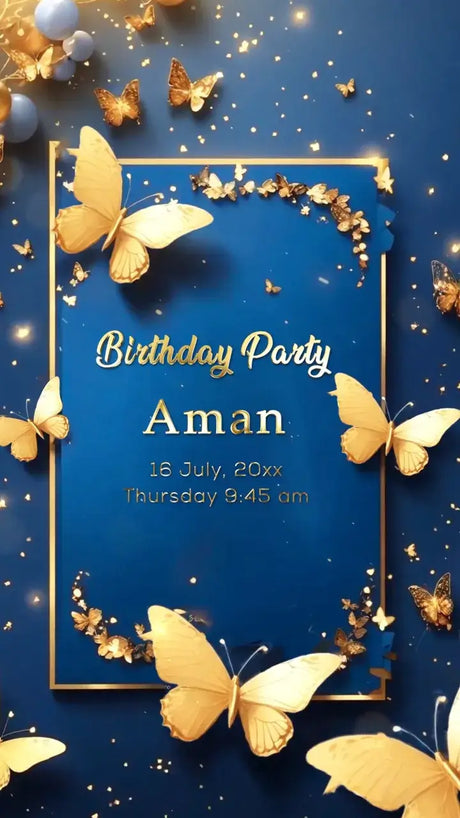 3D Butterfly Theme Birthday Invitation video | IN-0095