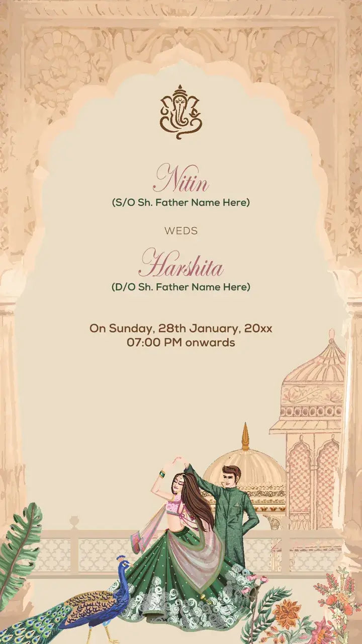 Traditional Indian Wedding Card Invitation | IN-0214
