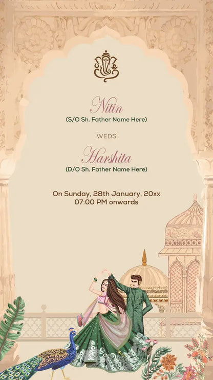 Traditional Indian Wedding Card Invitation | IN-0214