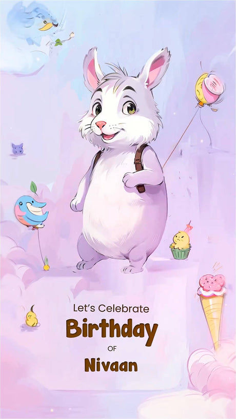 Bunny Bash Extravaganza | Birthday Invitation | IN-0017