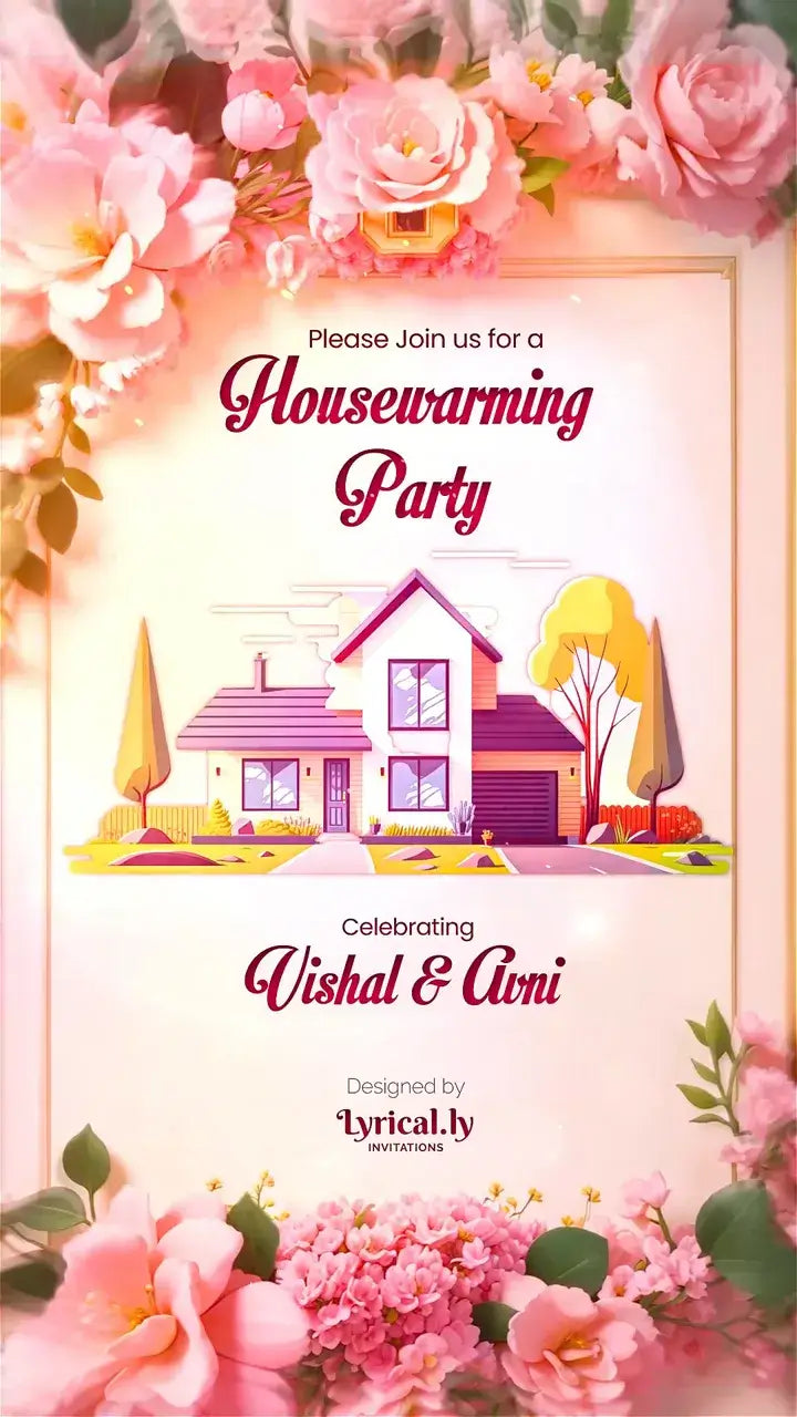 Stylish 3D Floral Housewarming Invitation video | IN-0100