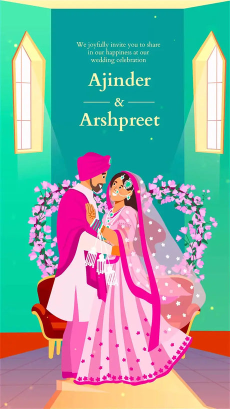 Punjabi Theme Wedding Invitation | IN-0012