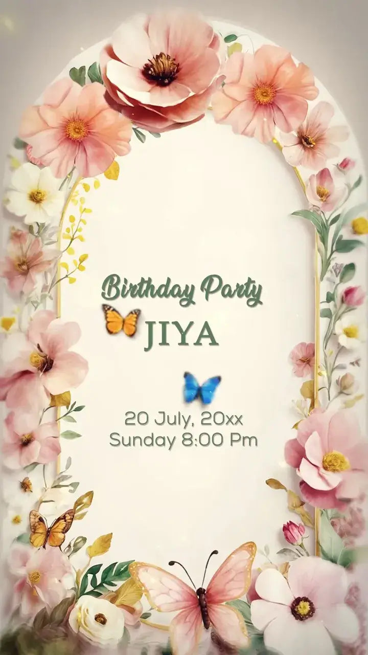 Floral Elegance Birthday Invitation video | IN-0091