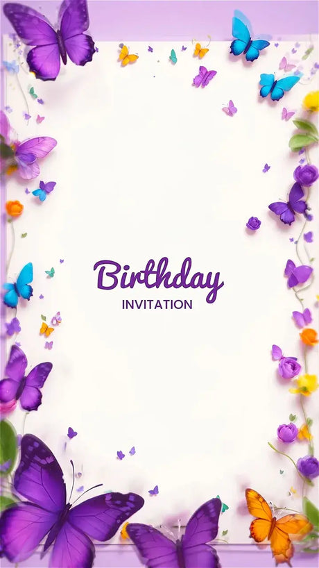 3D Butterfly Theme Birthday Invitation Video | IN-0088