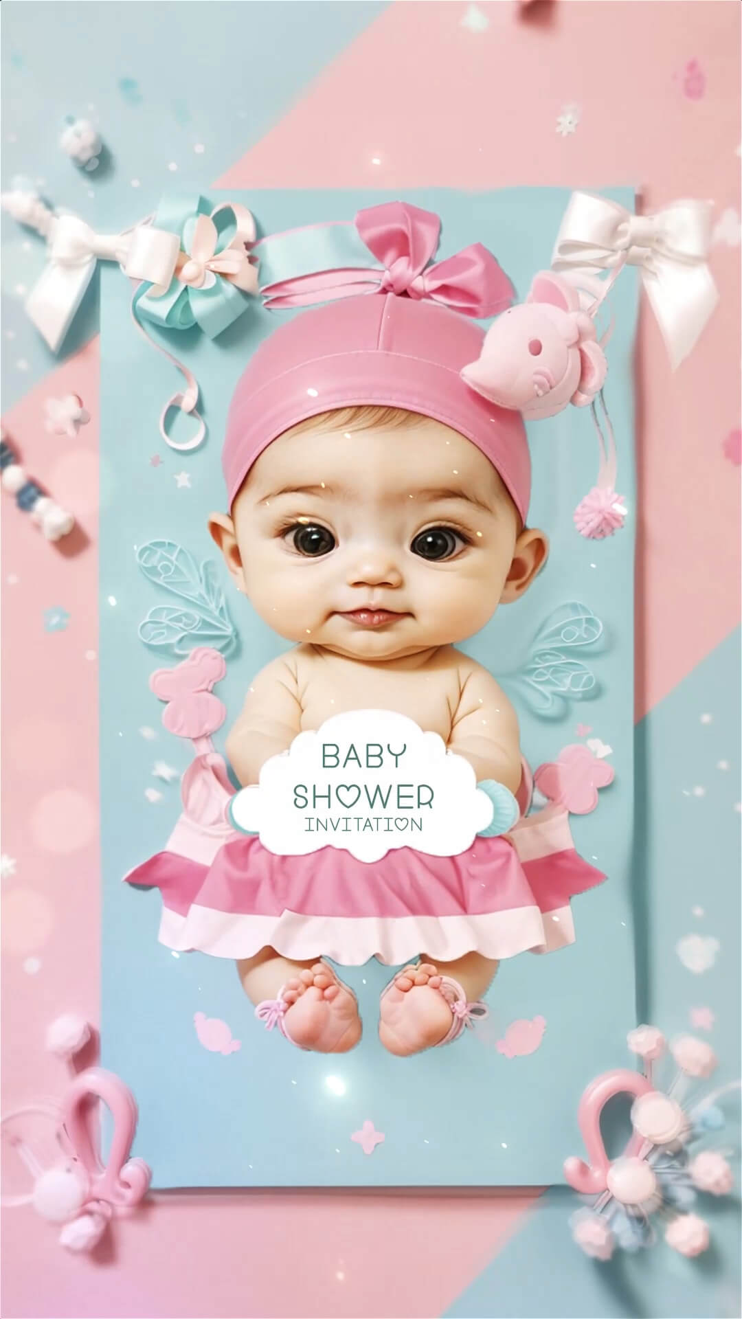 3D Decorative Themed Baby Shower Invitation | IN-0023