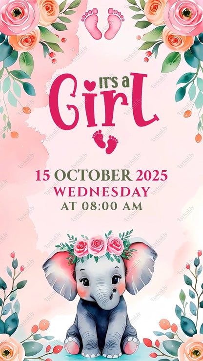 Birth Announcement For Baby Girl  Invitation Video | IN-0451