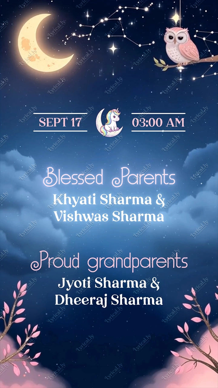 Birth Announcement For Baby Girl  Invitation Video | IN-0453