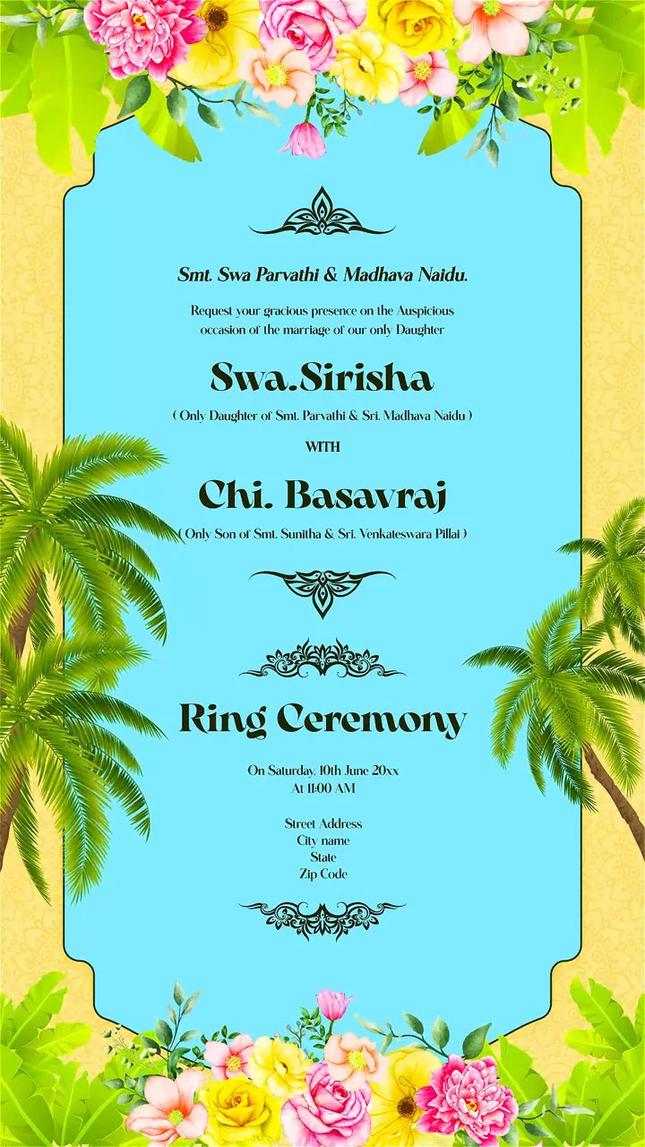 Beautiful South Indian Ring Ceremony, Wedding Invitation Video | IN-0127