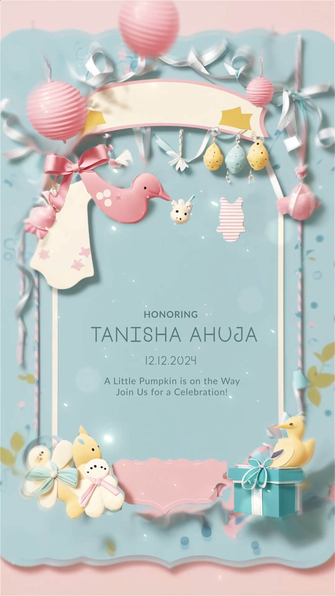 3D Decorative Themed Baby Shower Invitation | IN-0023