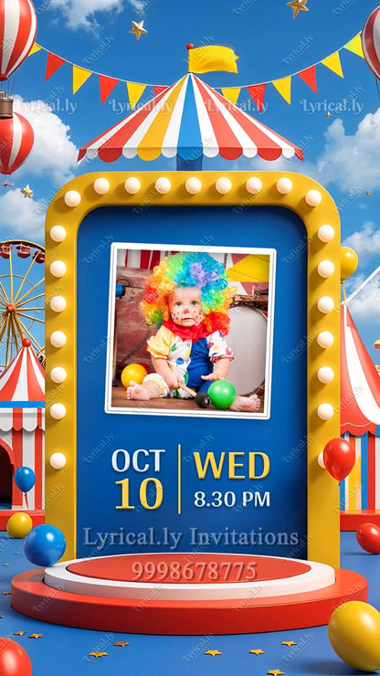Carnival Birthday Party Invitation Video  | IN-0439