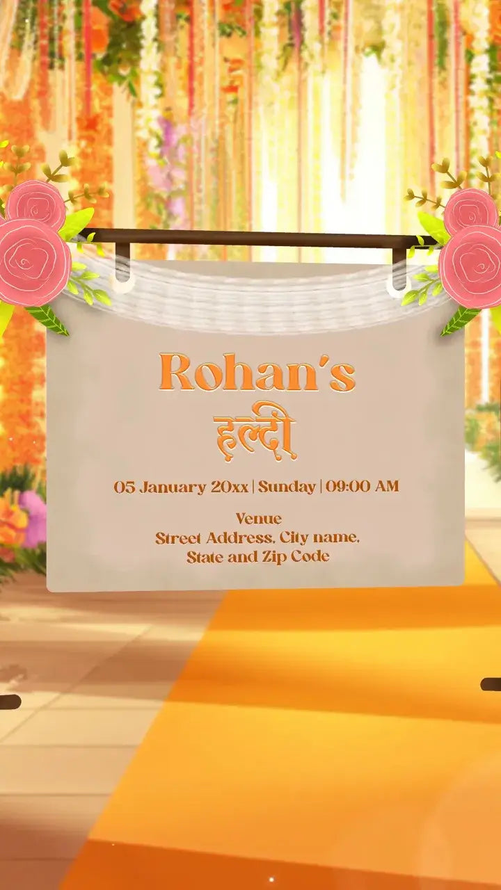 AI Vibrant 3D Haldi Ceremony Invitation Video | IN-0089