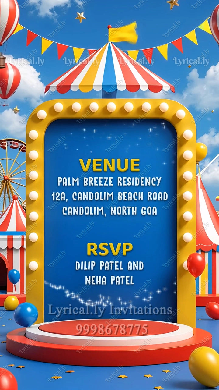 Carnival Birthday Party Invitation Video  | IN-0439