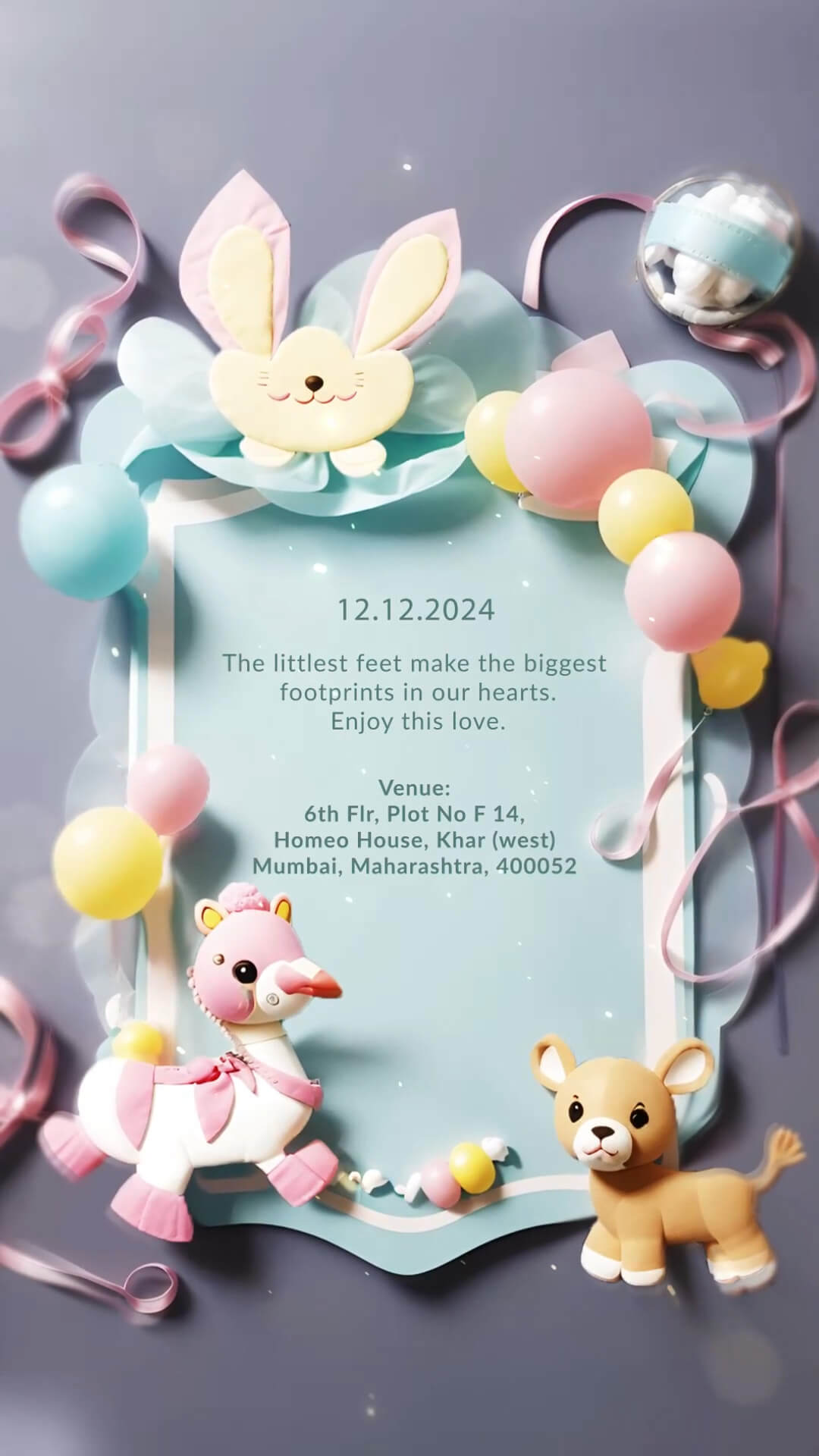 3D Decorative Themed Baby Shower Invitation | IN-0023