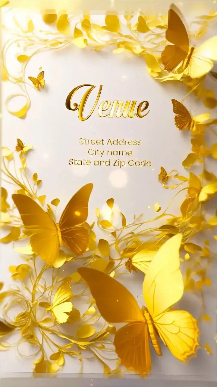 Golden 3D Butterfly Birthday Invitation Video | IN-0087