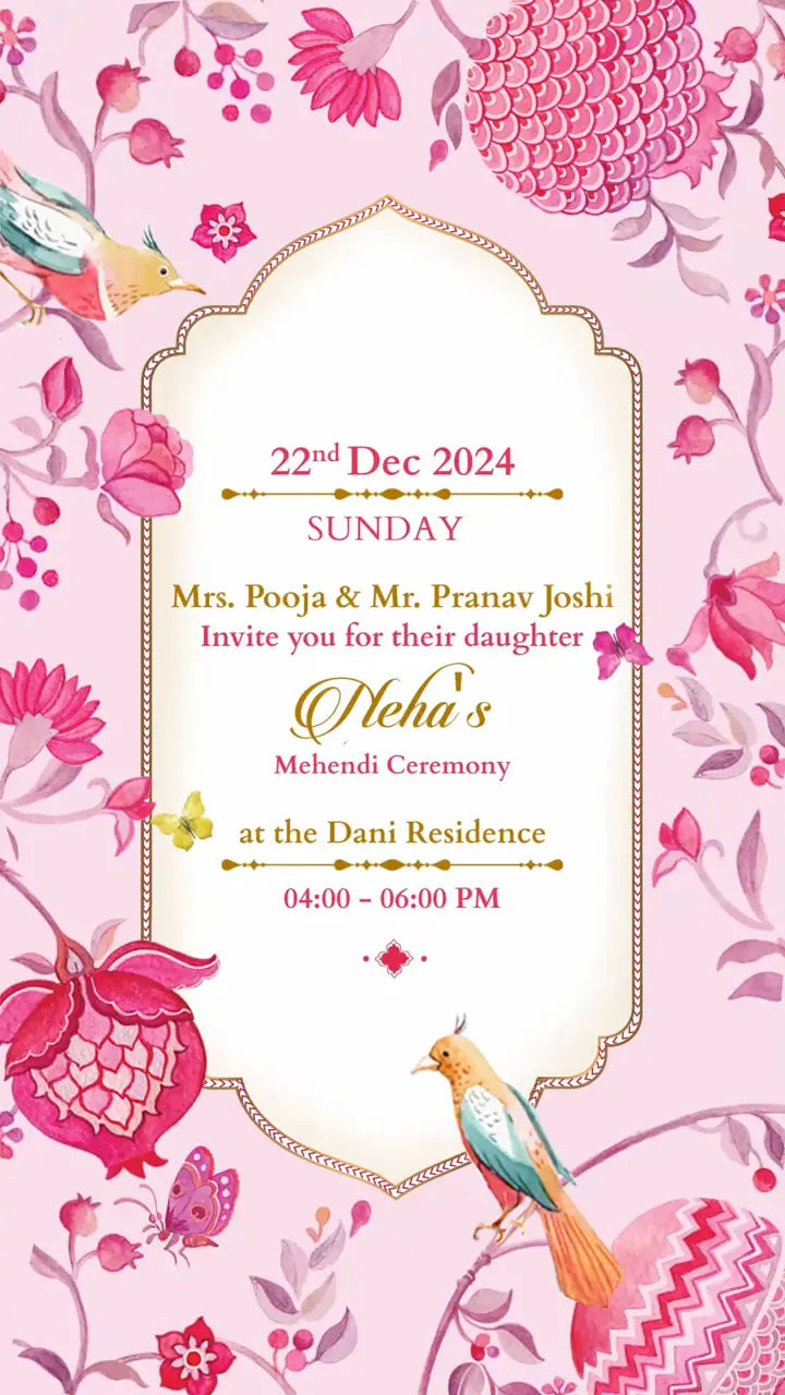 Pink Themed Wedding Invitation | IN-0003