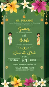 Floral Indian Wedding Invitation Card | IN-0272