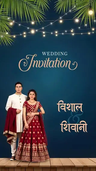 Couple Caricature Invitation Card for Wedding Ceremony  | IN-0279